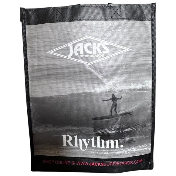 Jacks Surfboards Reusable Gift Bag Black White Surfer Picture Rhythm Print 13"H - Picture 5 of 7